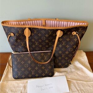 Louis Vuitton Monogram Rose Ballerine Neverfull MM and Pouch
